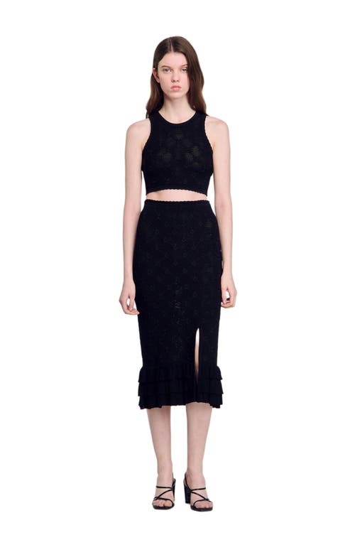Sandro Alerio Floral Knit Tank Top In Black