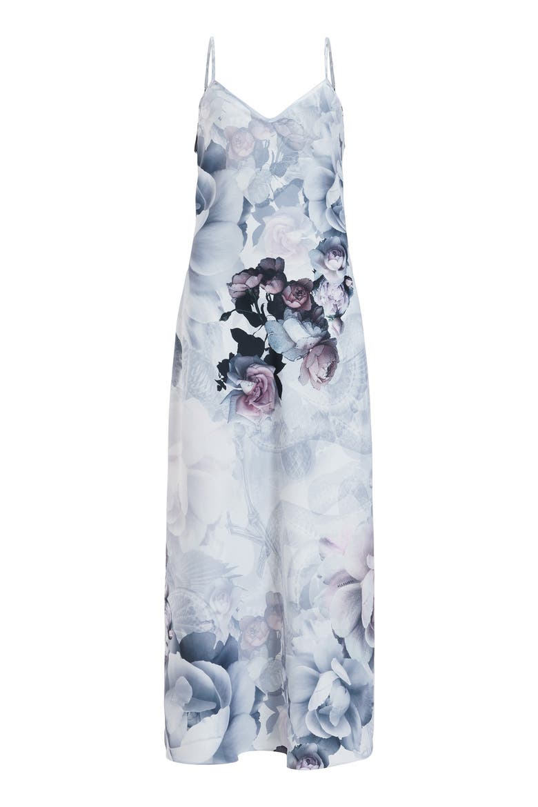 Bryony Valley Floral Midi Slipdress, Alternate, color, WHITE