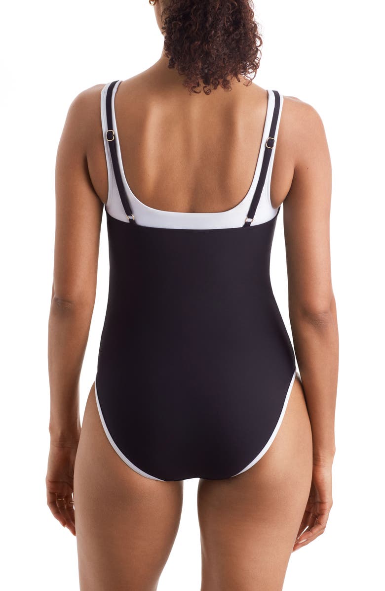 Mimi Flamingo Drift One-Piece Swimsuit, Alternate, color, Black/ White