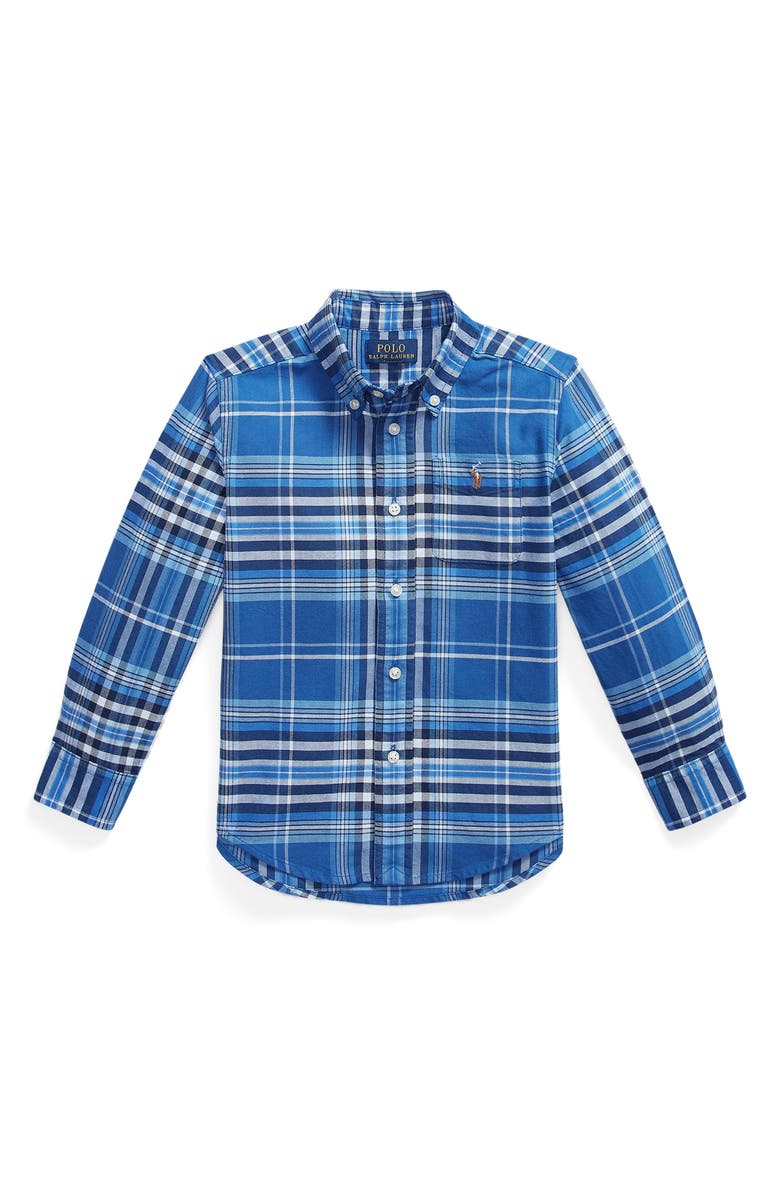 Polo Ralph Lauren Kids' Plaid Cotton Button-Down Oxford Shirt, Main, color, Blue Multi