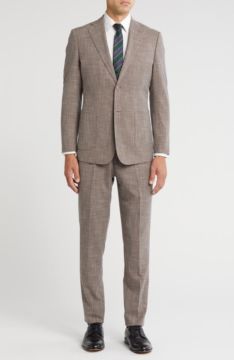 English Laundry Two-Button Flat Front Suit, Main, color, Brown