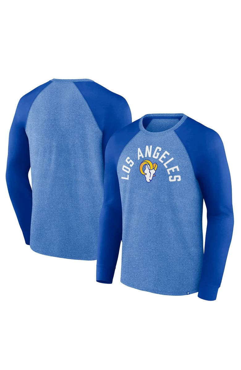 FANATICS Men's Fanatics Heather Royal Los Angeles Rams Arc Away Tri-Blend Raglan Long Sleeve T-Shirt, Alternate, color, Heather Royal