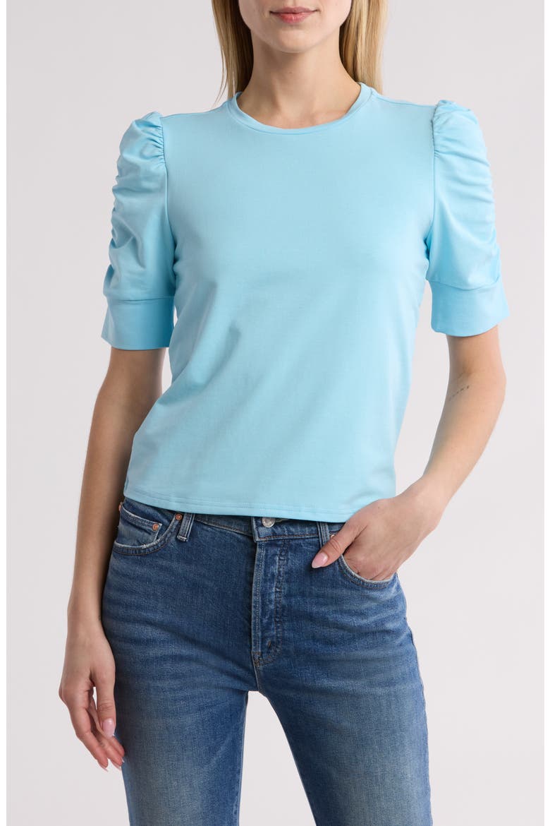 Skippy Ruched Sleeve T-Shirt, Main, color, LIGHT BLUE