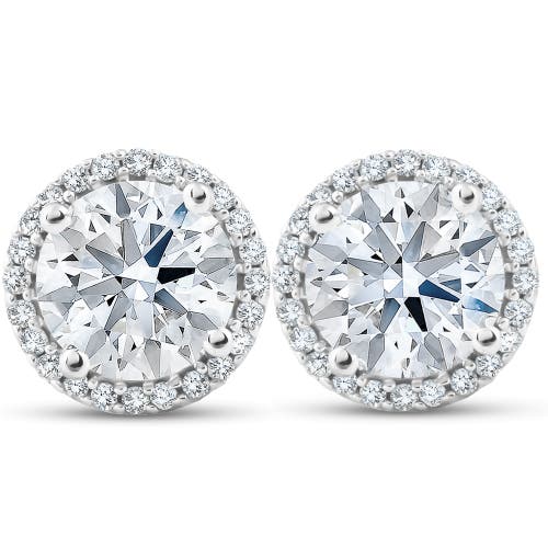 Bliss Diamond 2 1/5 Ct Diamond Halo Studs Gold Lab Grown In 10k White Gold
