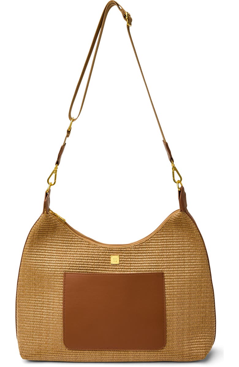 THINK ROYLN Seaside Satchel, Main, color, Sand Dune Raffia And Mocha
