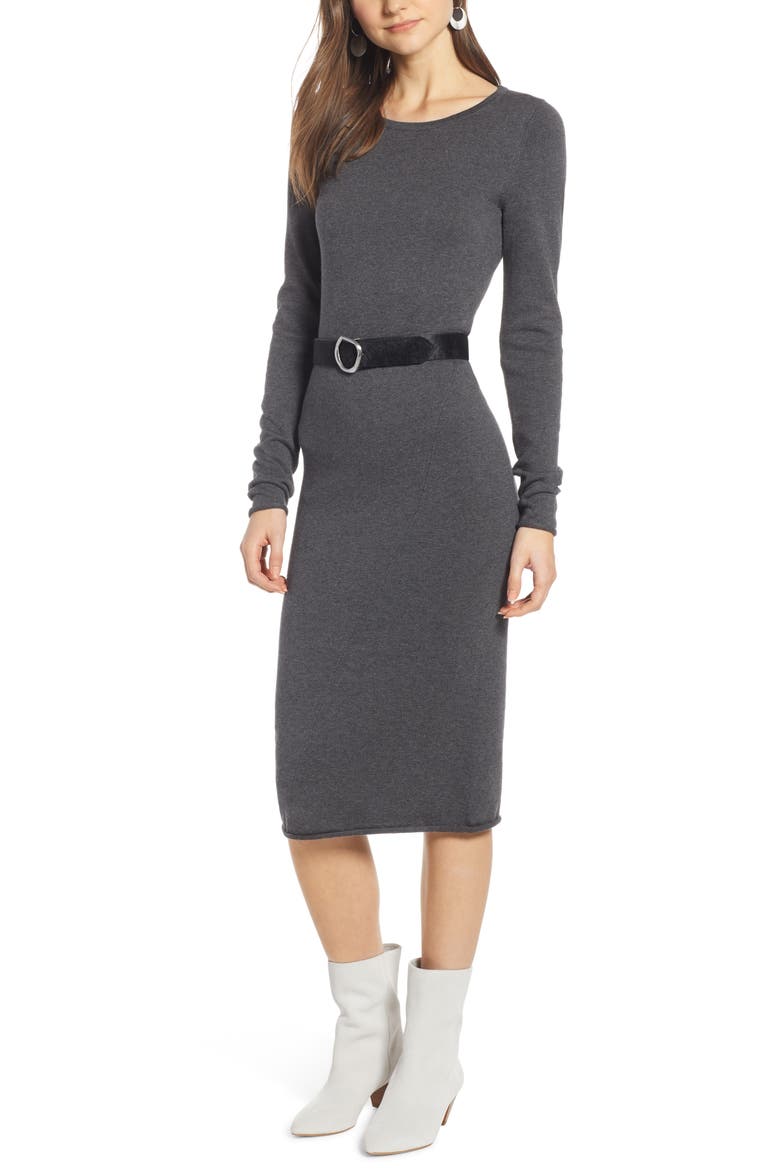 Sweater Midi Dress (Nordstrom Exclusive), Main, color, GREY MEDIUM CHARCOAL HEATHER