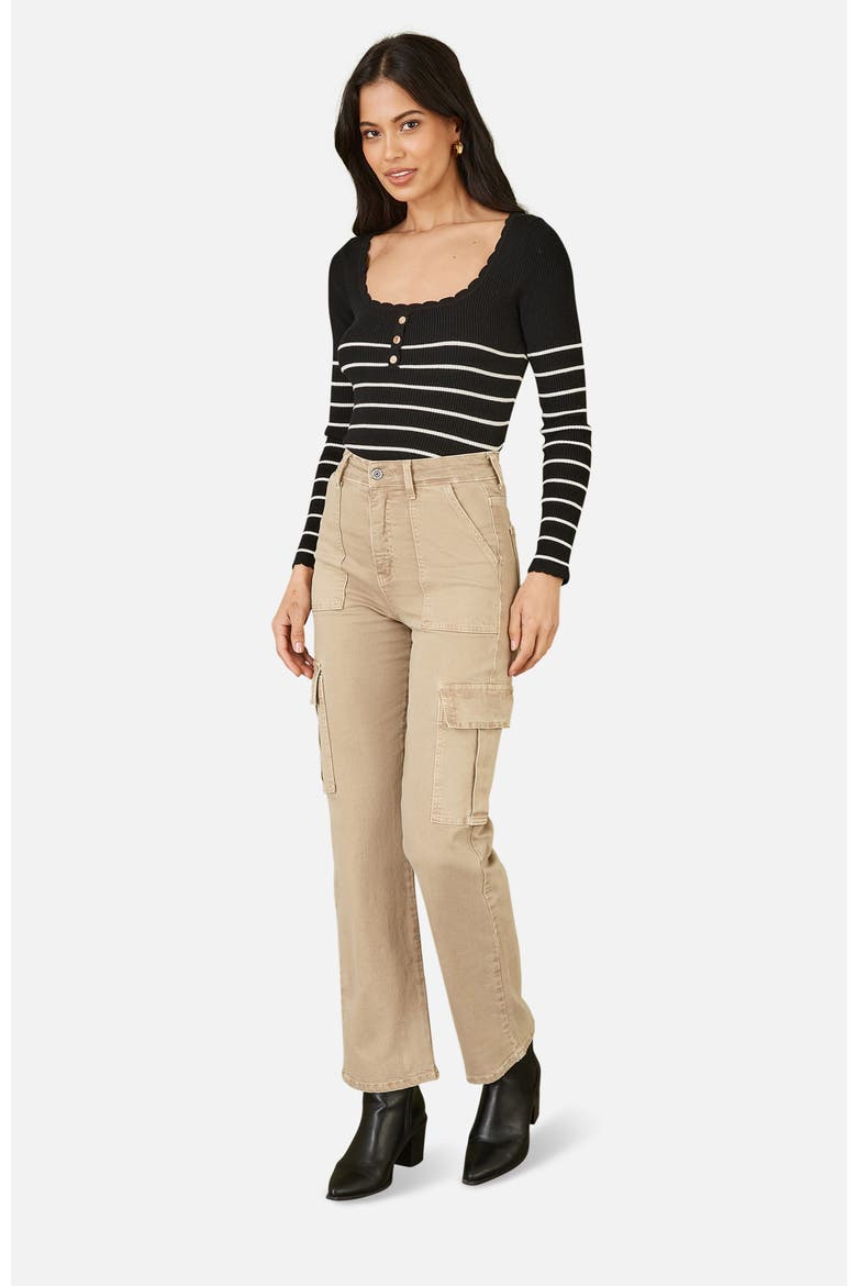 High Waist Utility Stretch Cargo Pants, Main, color, Stone