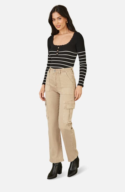 High Waist Utility Stretch Cargo Pants
