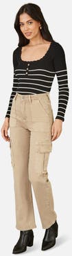 Yumi High Waist Utility Stretch Cargo Pants