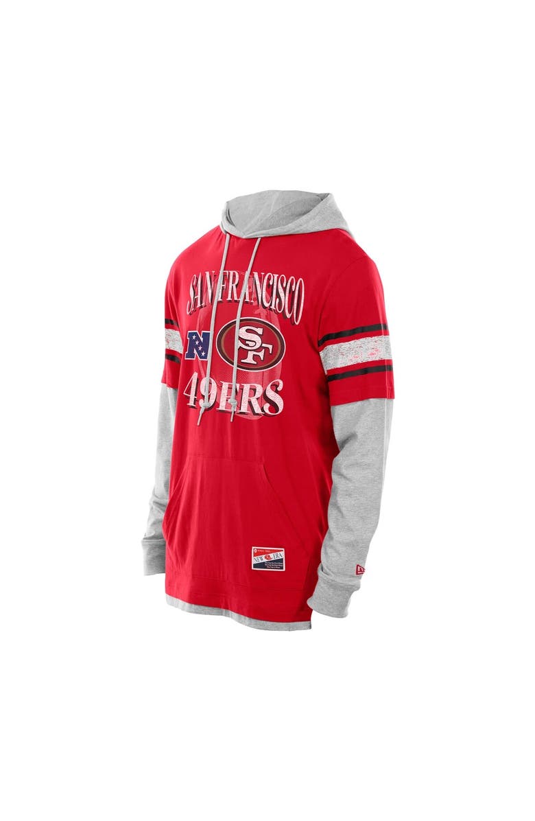 New Era Men's New Era Scarlet San Francisco 49ers Twofer Layered Long Sleeve Hoodie T-Shirt, Alternate, color, Scarlet