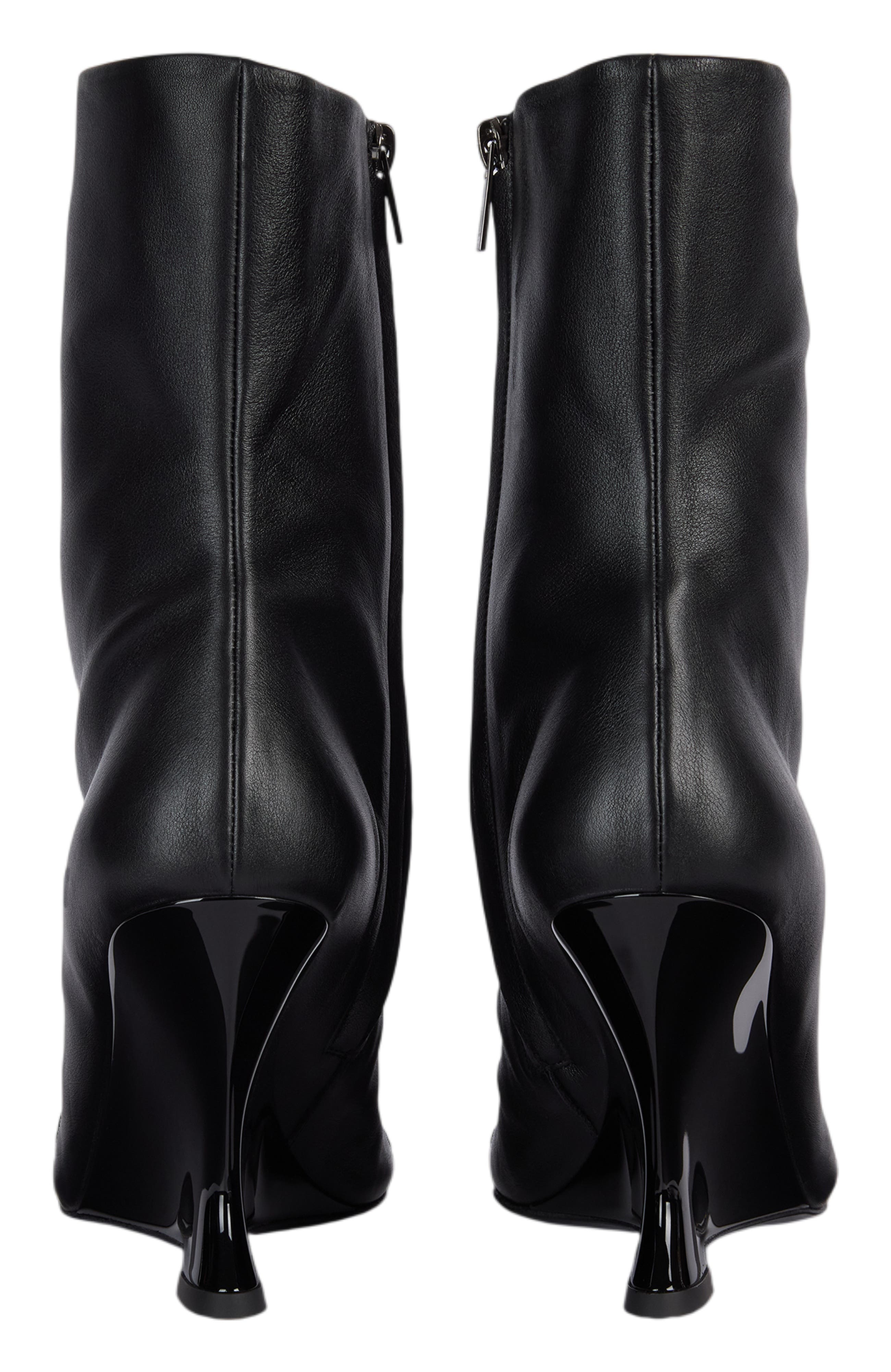Wedge smooth leather ankle boots, Alternate, color, black