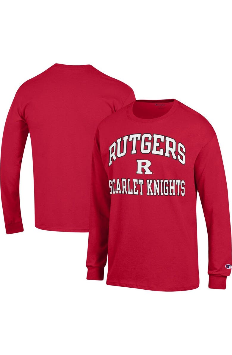 Champion Men's Champion Scarlet Rutgers Scarlet Knights High Motor Long Sleeve T-Shirt, Main, color, 