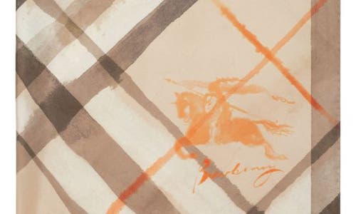 Burberry Equestrian Knight Design Watercolor Check Silk Square Scarf In Birch