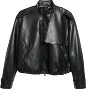 Toccin Alyssa Faux Leather Funnel Neck Bomber