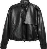 Toccin Alyssa Faux Leather Funnel Neck Bomber