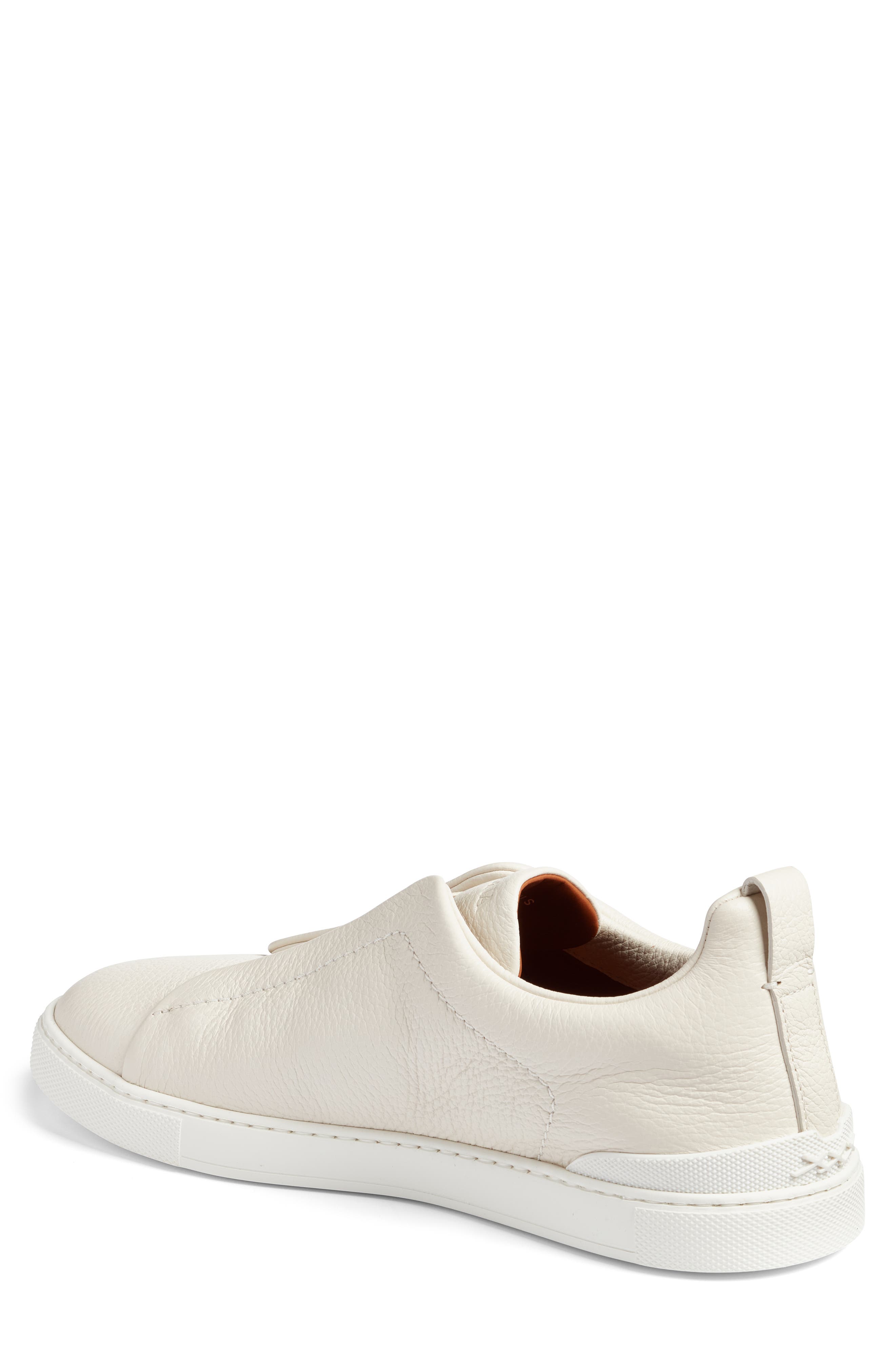 Triple Stitch Deerskin Leather Slip-On Sneaker, Alternate, color, WHITE