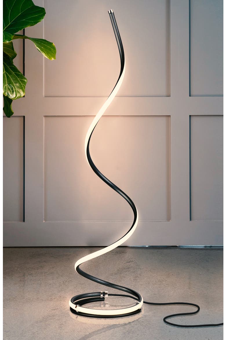Allure 38" Spiral LED Floor Lamp with Built-In 3-Way Dimmer Function, Alternate, color, Classic Black
