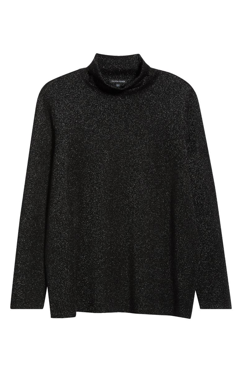 Eileen Fisher Metallic Turtleneck Sweater, Alternate, color, Black