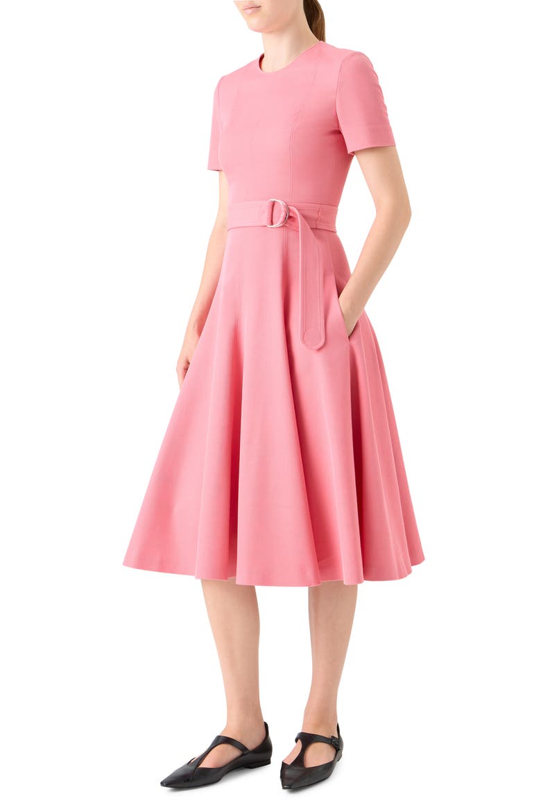 Cotton Blend Belted A-Line Dress, Alternate, color, BLUSH