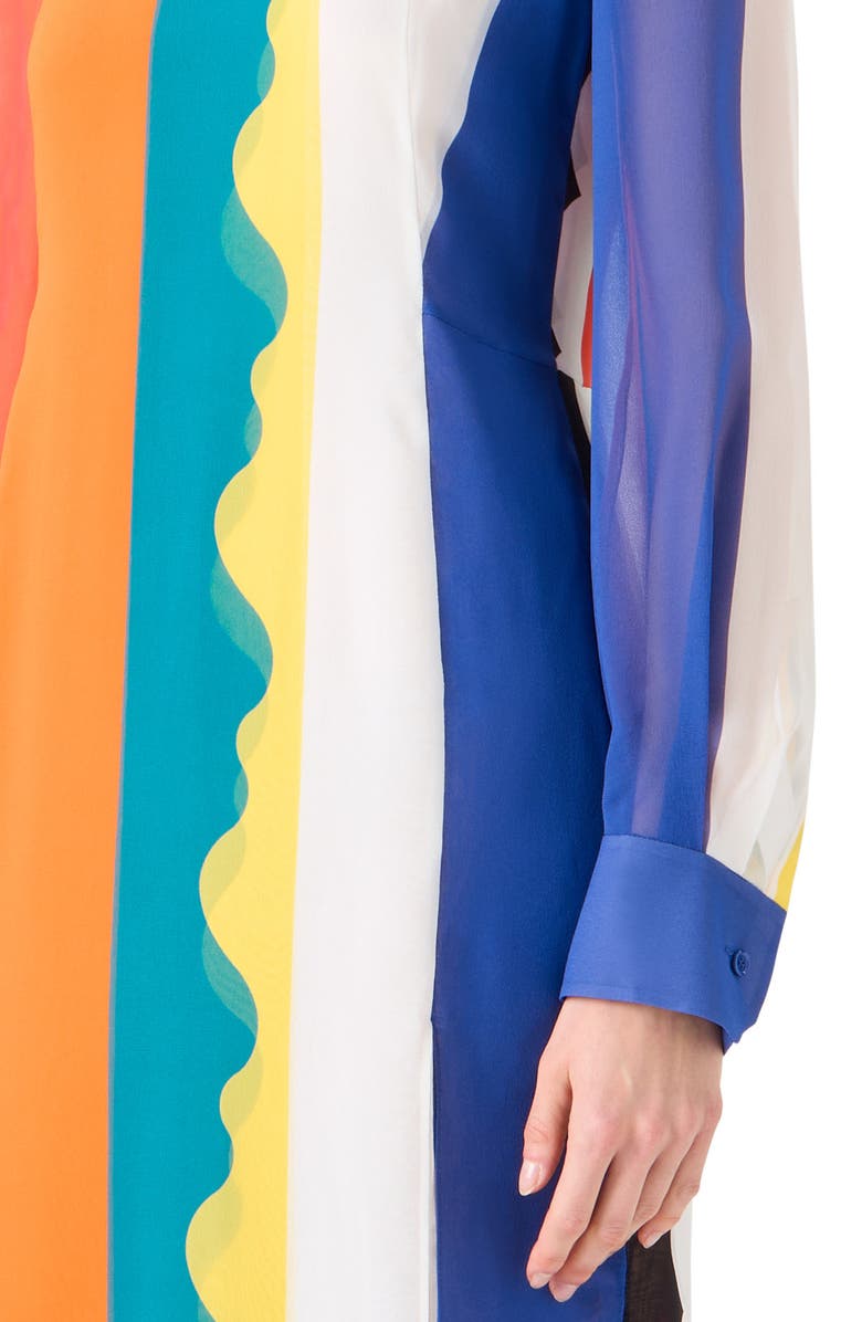 Akris Paravent Print Silk Chiffon Button-Up Shirt, Alternate, color, Orange Multicolor