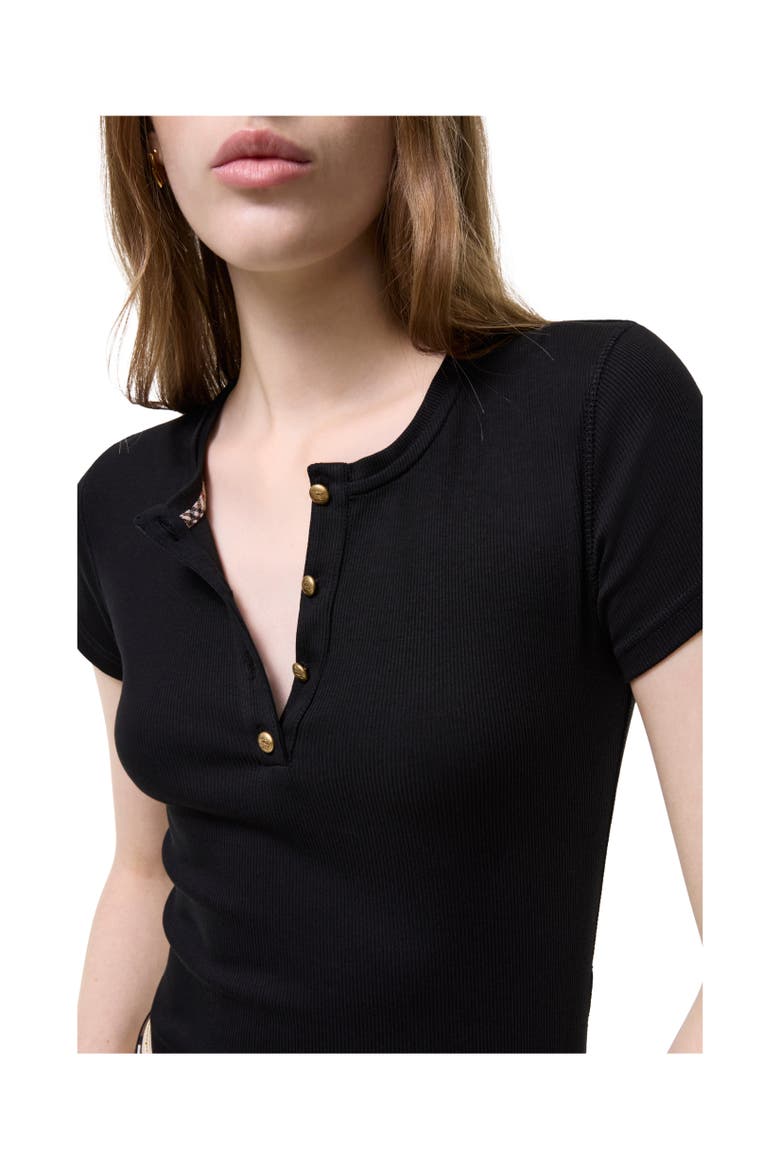 Cropped Cotton T-shirt, Alternate, color, Black
