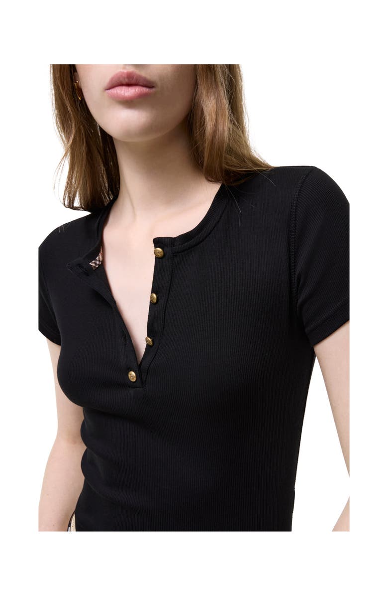 Burberry Cropped Cotton T-shirt, Alternate, color, Black