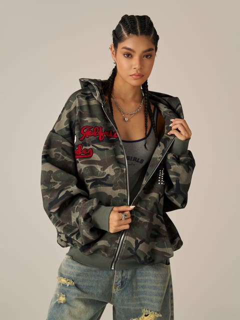 Camo Zip Up Hoodie