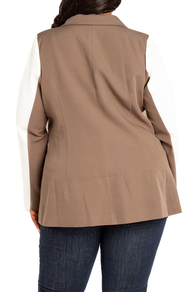 Contrast Double Breasted Blazer, Alternate, color, KHAKI