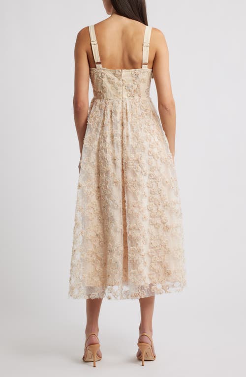 Moon River Ruffle Sleeveless Midi Dress In Neutral