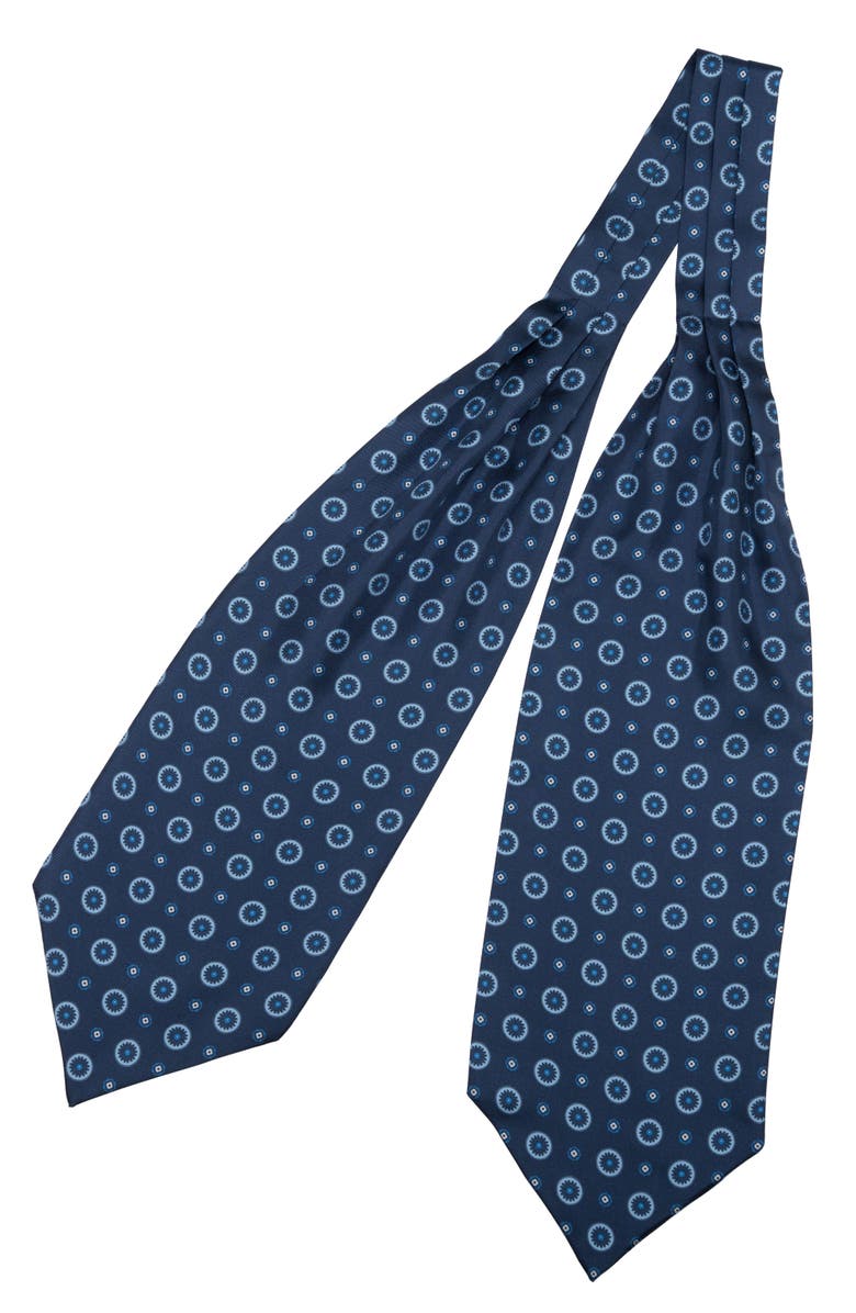 Elizabetta Burano - Silk Ascot Cravat Tie for Men, Alternate, color, Blue