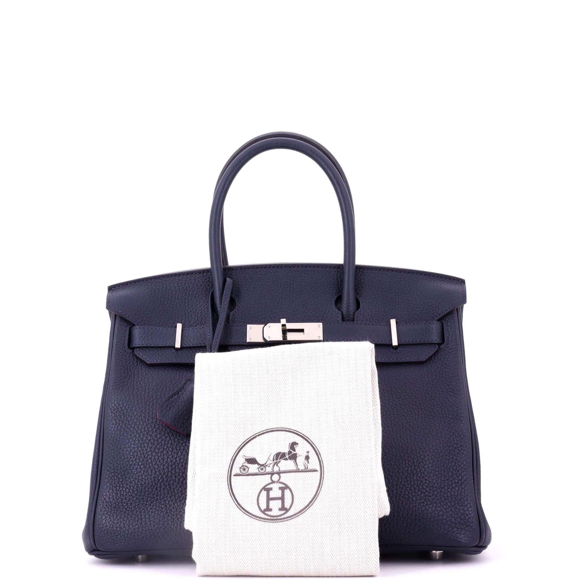 Pre-Owned Hermes Birkin Handbag Verso Clemence with Palladium Hardware 30, Alternate, color, Verso - Bleu Nuit/Rose Pourpre