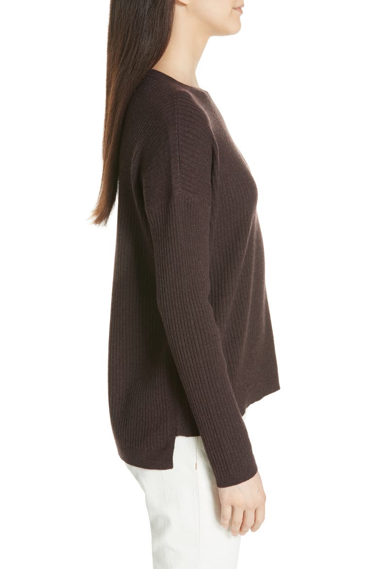Boxy Ribbed Cashmere Sweater, Alternate, color, CLOVE