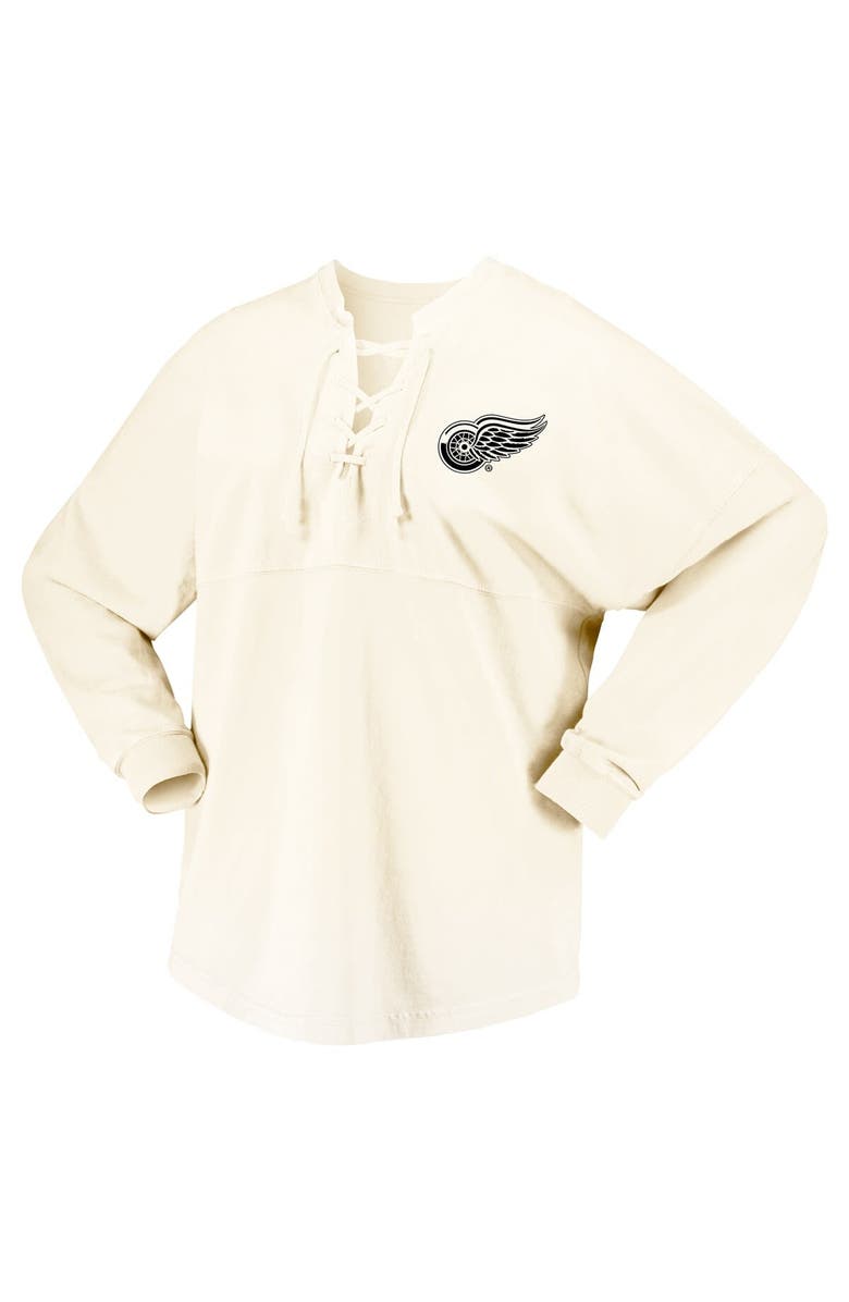 FANATICS Women's Fanatics Branded Cream Detroit Red Wings Original Six Lace-Up Spirit Jersey Long Sleeve T-Shirt, Alternate, color,