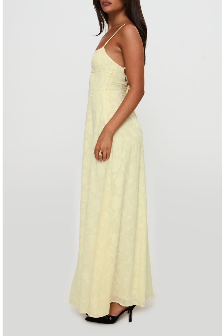 south of france sheer maxi dress yellow petite Princess Polly Women's South of France Floral Embroidered Sleeveless Gown - Yellow