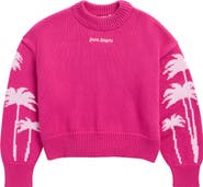 Palm Angels Kids' Palms Knit Crewneck Crop Sweater