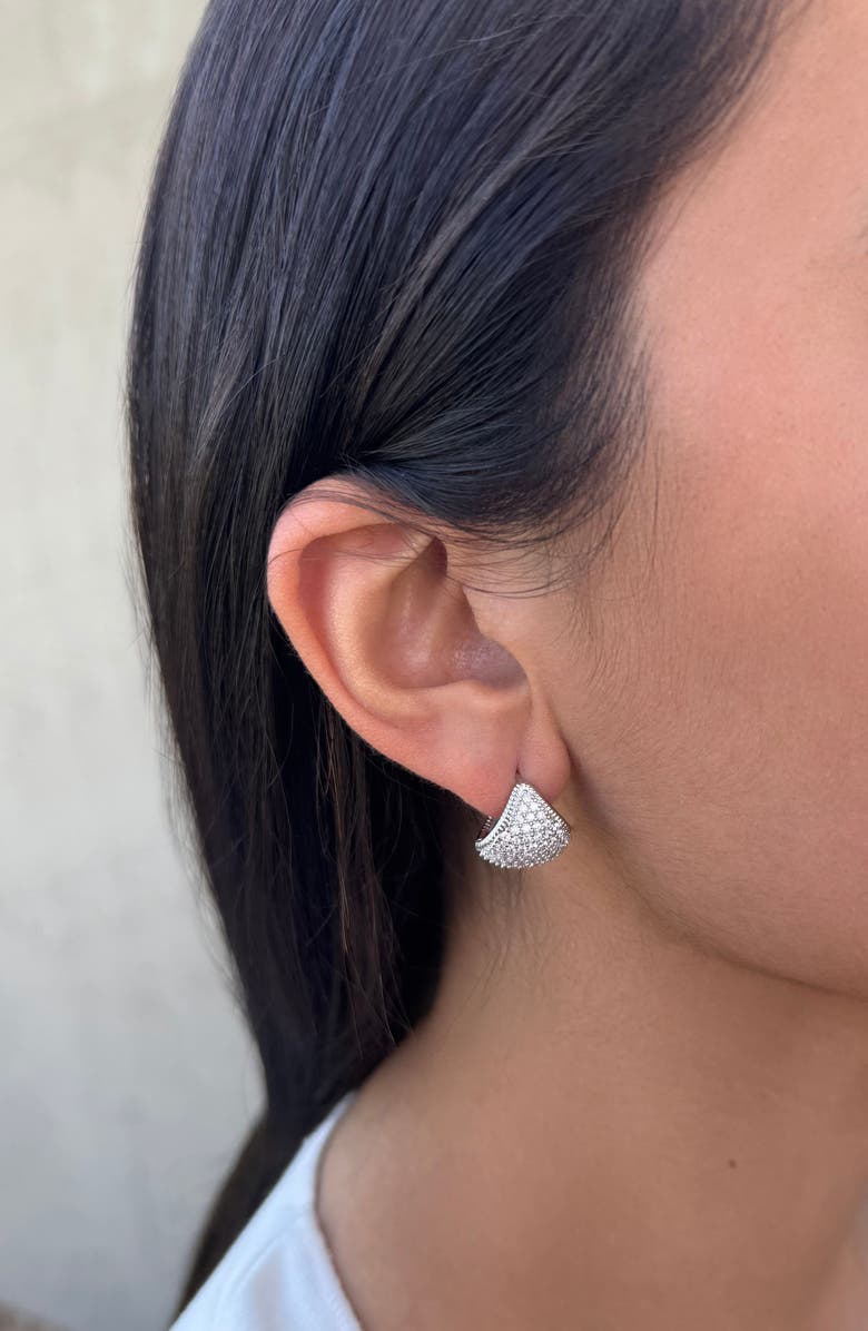 Adornia Cubic Zirconia Purse Huggie Hoop Earrings, Alternate, color, Silver