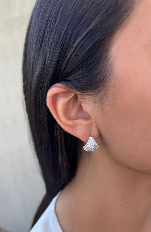 Adornia Cubic Zirconia Purse Huggie Hoop Earrings In Silver