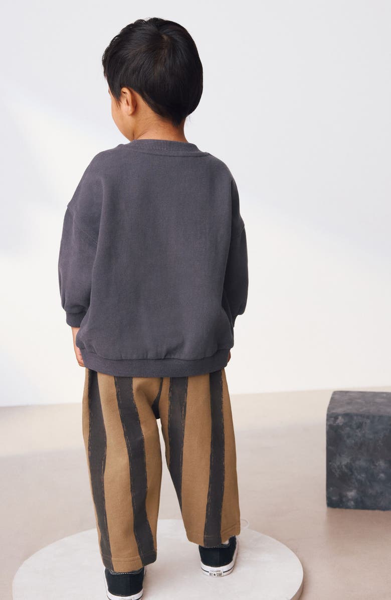 NEXT Kids' Smiley Sweatshirt & Stripe Sweatpants Set, Alternate, color, Black