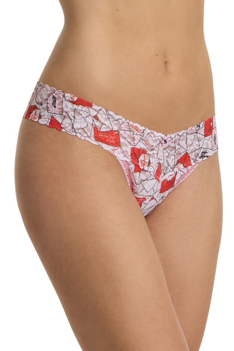 Print Low Rise Thong, Alternate, color, WITH LOVE WHITE
