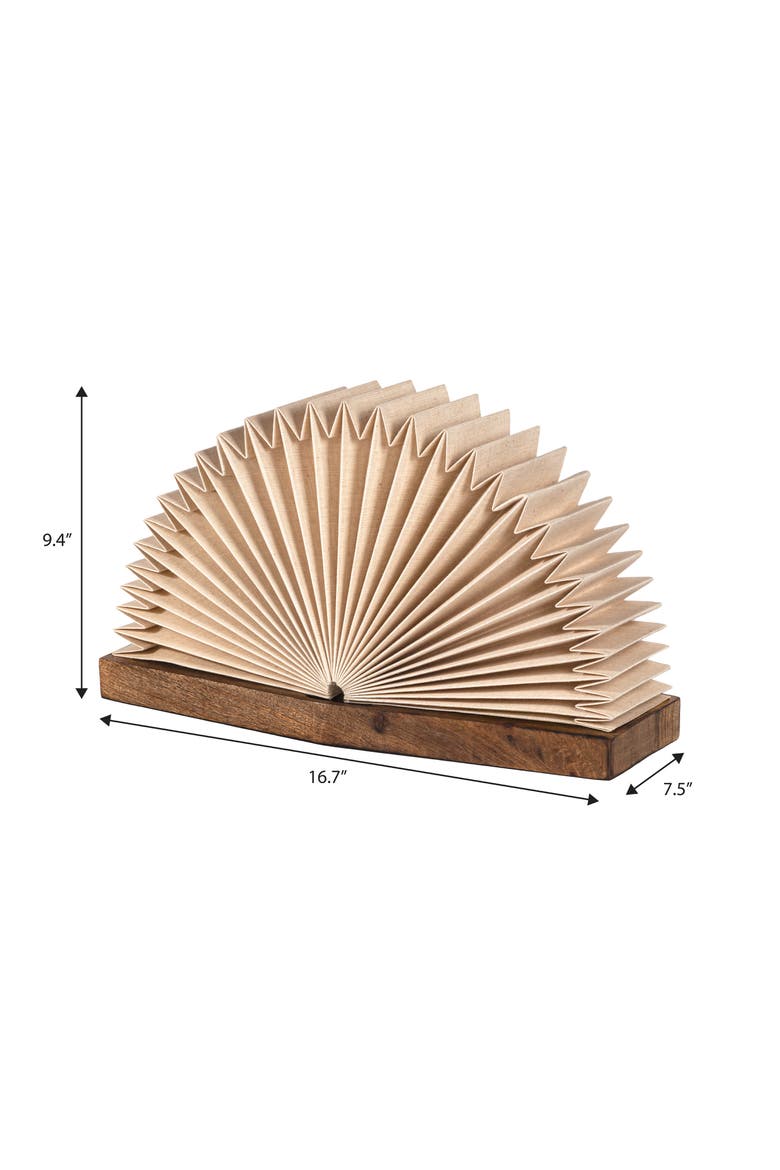 Darla Modern Art Deco Paper Half Pleated Fan LED Table Lamp, Natural, Alternate, color, Natural - 9.6"