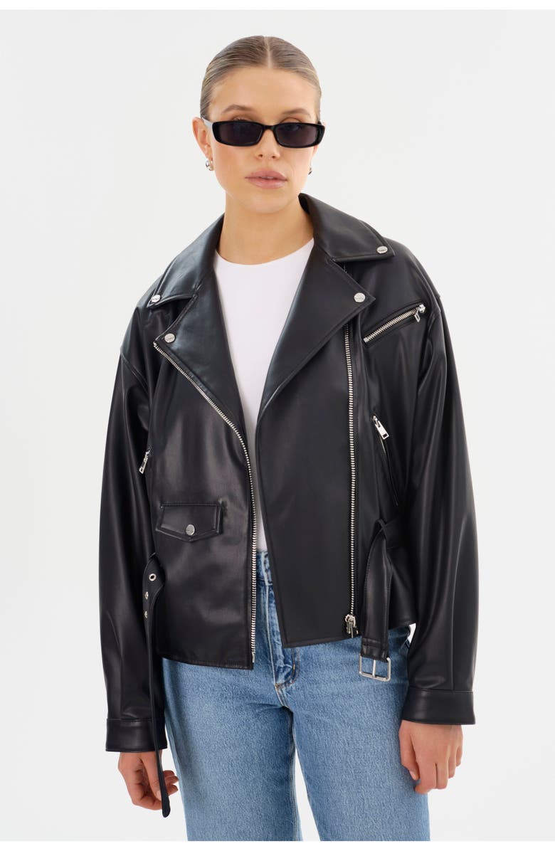 LAMARQUE Shelia | Faux Leather Biker Jacket, Alternate, color, Black