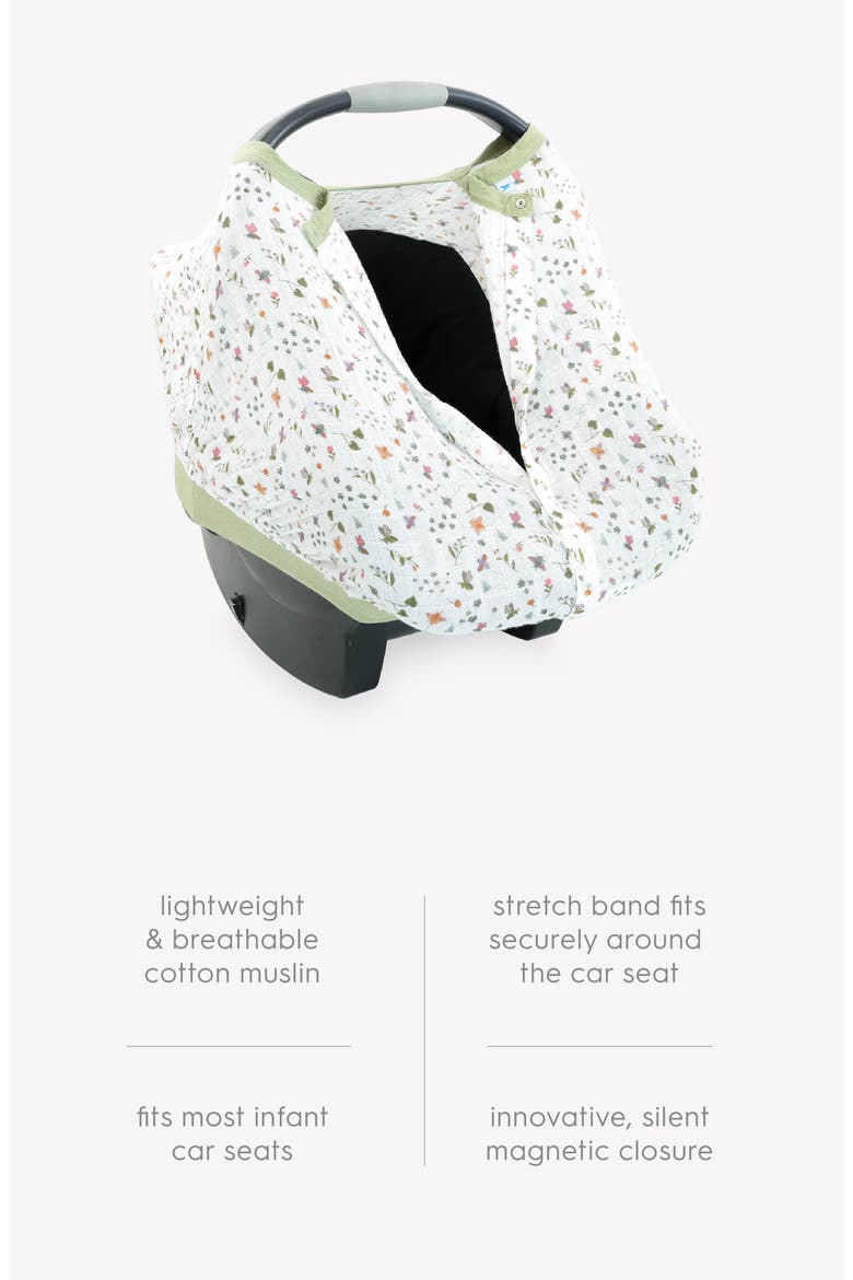 Cotton Muslin Car Seat Canopy, Alternate, color, GARDEN BEES