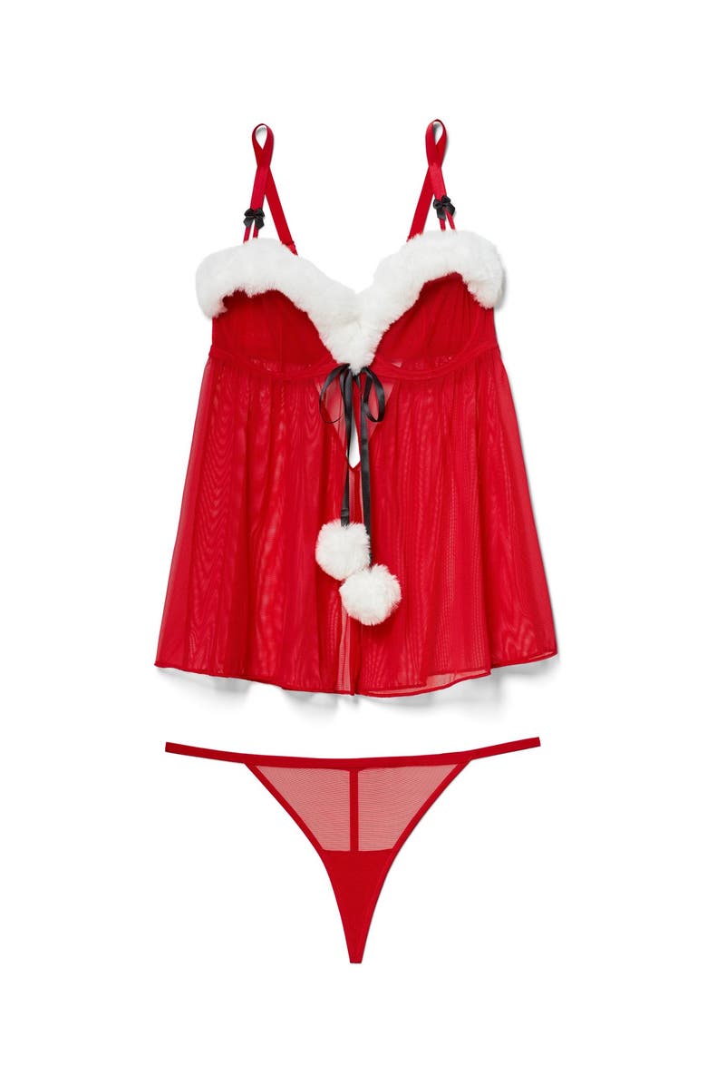 Adore Me Claussine Babydoll Lingerie, Alternate, color, Dark Red