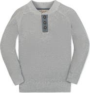 Hope & Henry Kids' Organic Long Sleeve Henley Pullover Sweater with Elbow Patches