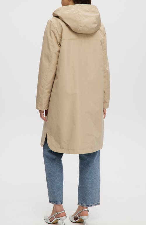 Noize Mid Length Rain Coat In Taupe