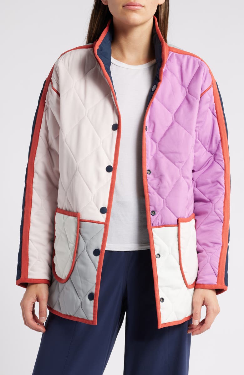 NZ ACTIVE by NIC+ZOE Mixed Up Quilted Reversible Coat, Main, color, Pink Multi