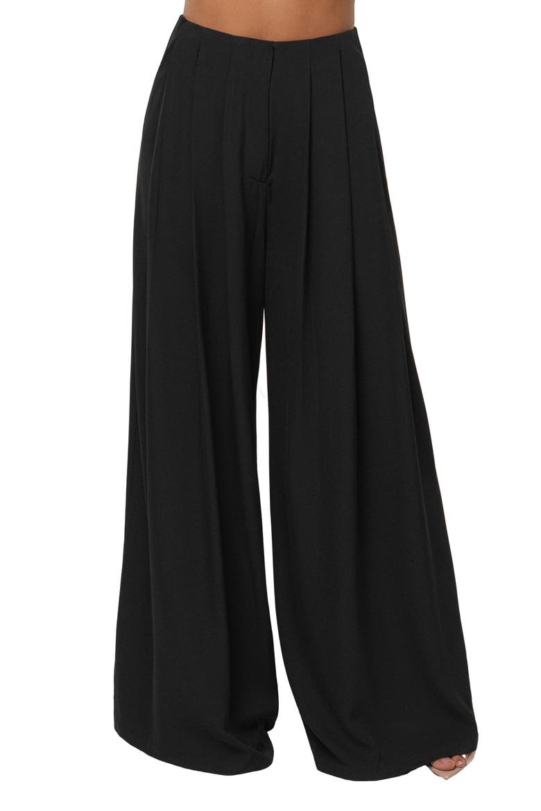 Serenade Crop Top & Wide Leg Pants, Alternate, color, BLACK