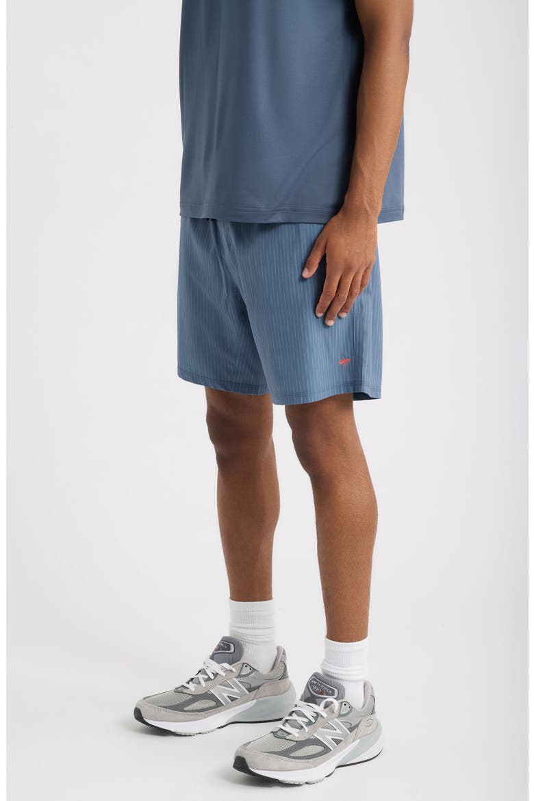 Runner Tech Pinstriped Performance Shorts, Alternate, color, NAVY