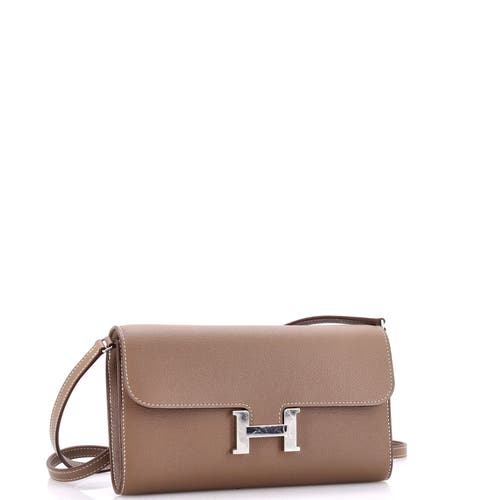 Pre-owned Hermes Hermes Constance To Go Wallet Evercolor In Brown