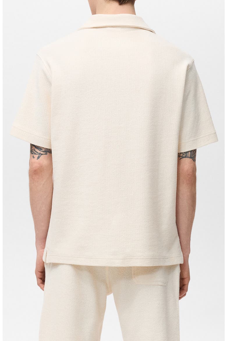 Johnny Collar Textured Cotton Blend Polo, Alternate, color, ECRU